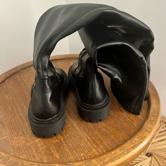 ZARA | Boots Black Above The Knee Moto Style - Picture 10 of 13